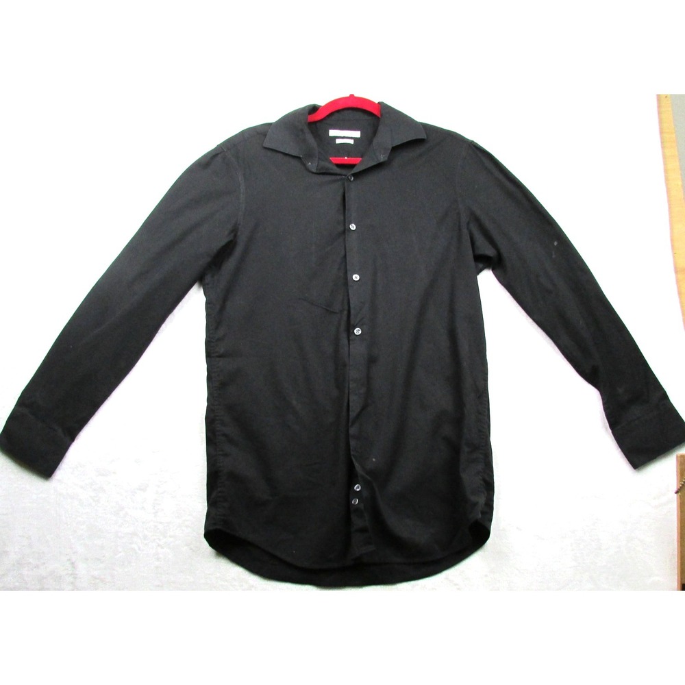 Perry Ellis Portfolio Shirt Mens Medium Black Slim Fit Button Down Dress Shirt